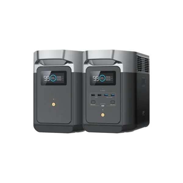 EcoFlow DELTA 2 con el SMART EXTRA BATTERY como batería expandible para duplicar la capacidad a 2048 Wh